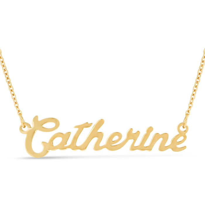 Catherine Nameplate Necklace in Gold, 16 Inch Chain by SuperJeweler