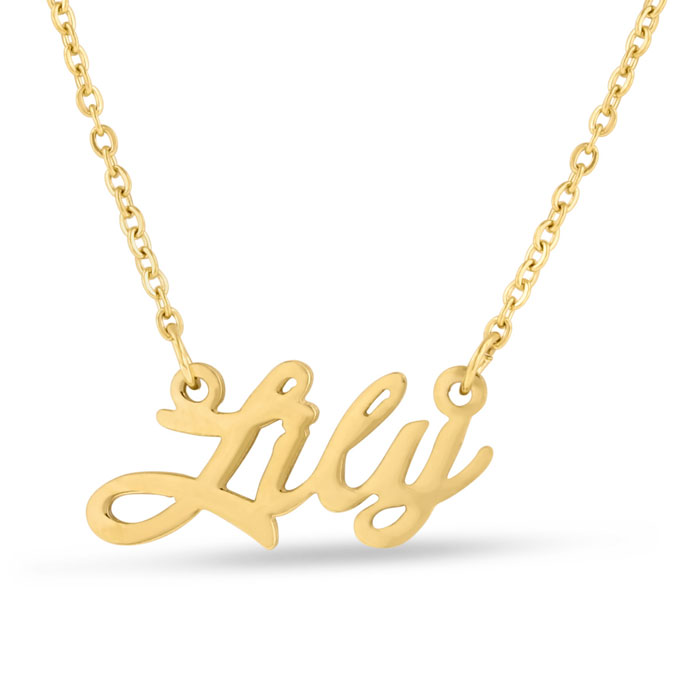 Lily Nameplate Necklace in Gold, 16 Inch Chain by SuperJeweler