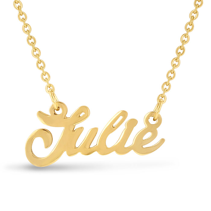 Julie Nameplate Necklace in Gold, 16 Inch Chain by SuperJeweler