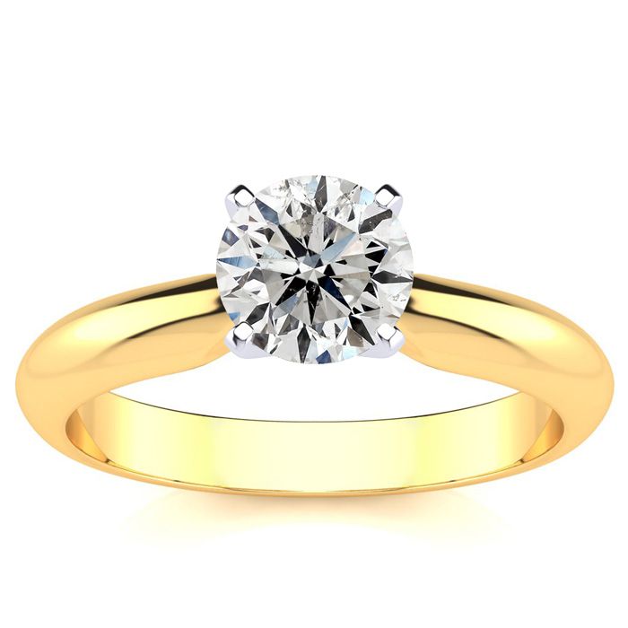 1 Carat Diamond Solitaire Engagement Ring in 14K Yellow Gold (, I1-I2 Clarity Enhanced) by SuperJeweler