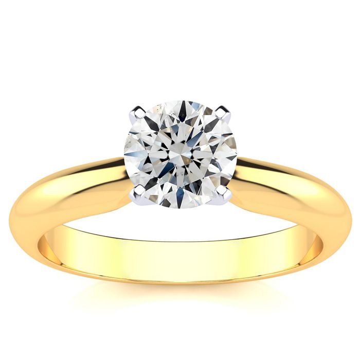 1 Carat Diamond Solitaire Engagement Ring In 14K Yellow Gold (H-I, SI2 Clarity Enhanced) By SuperJeweler