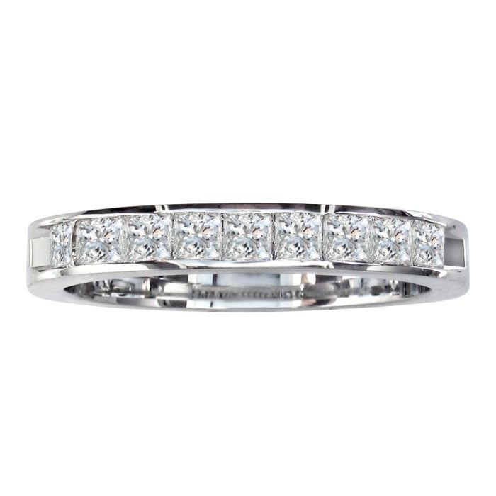3/4 Carat Princess Cut Diamond Wedding Band in 14K White Gold (4 g) (, SI1-SI2) by SuperJeweler