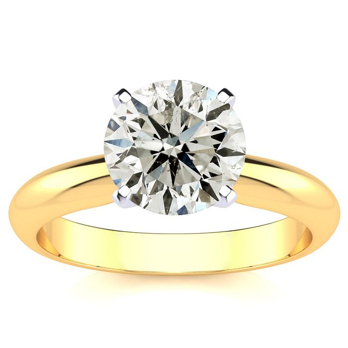 2 Carat Diamond Solitaire Engagement Ring in 14K Yellow Gold (3 g) (  I2 Clarity Enhanced)  Size 10 by SuperJeweler