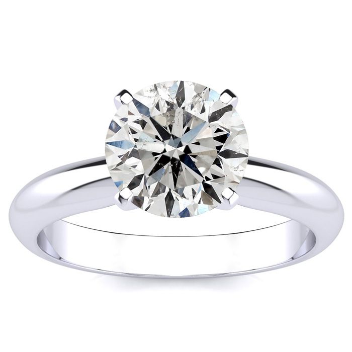 2 Carat Diamond Solitaire Engagement Ring in 14K White Gold (3 g) (  I1-I2 Clarity Enhanced)  Size 3.5 by SuperJeweler