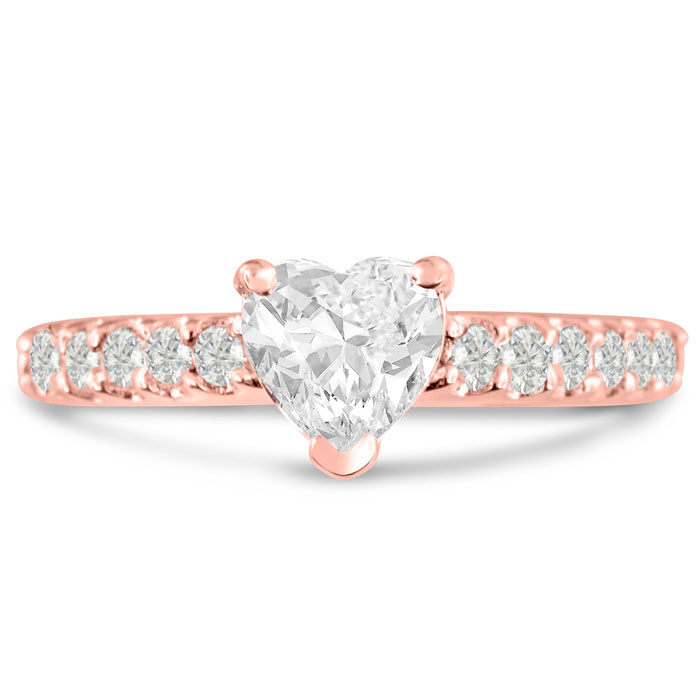 1 1/3 Carat Heart Shape Diamond Engagement Ring Crafted in 14K Rose Gold (5.1 g) (  I1-I2 Clarity Enhanced) by SuperJeweler