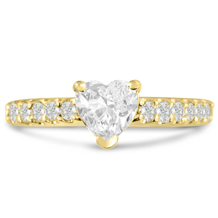 1 1/3 Carat Heart Shape Diamond Engagement Ring Crafted in 14K Yellow Gold (5.1 g) (  I1-I2 Clarity Enhanced) by SuperJeweler