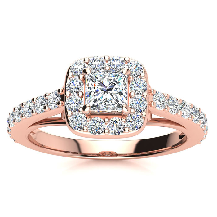 2 Carat Halo Diamond Engagement Ring in 14K Rose Gold (5.9 g) (  I1-I2 Clarity Enhanced) by SuperJeweler