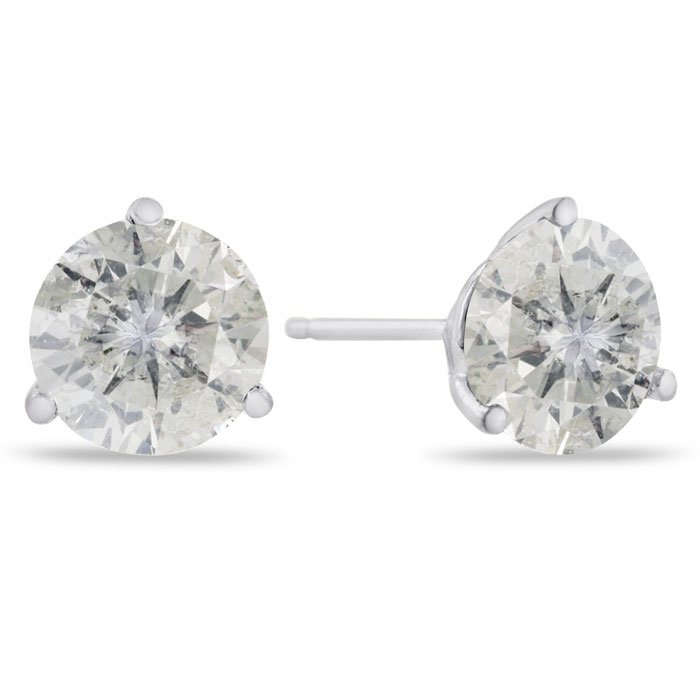 2 Carat Round Shape Diamond Martini Stud Earrings in 14K White Gold (2 g) (  I2 Clarity Enhanced) by SuperJeweler