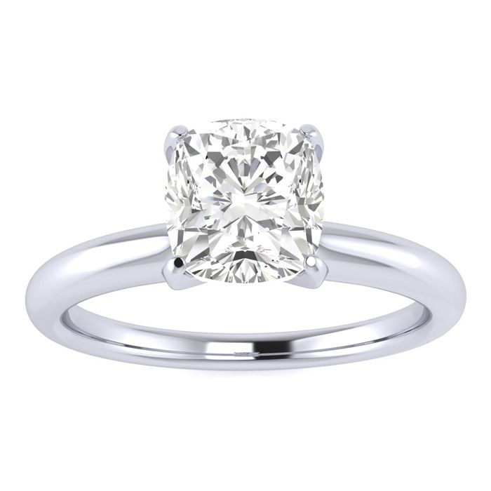 1 Carat Cushion Cut Diamond Solitaire Engagement Ring in 14K White Gold (2 g) (, I1-I2 Clarity Enhanced) by SuperJeweler