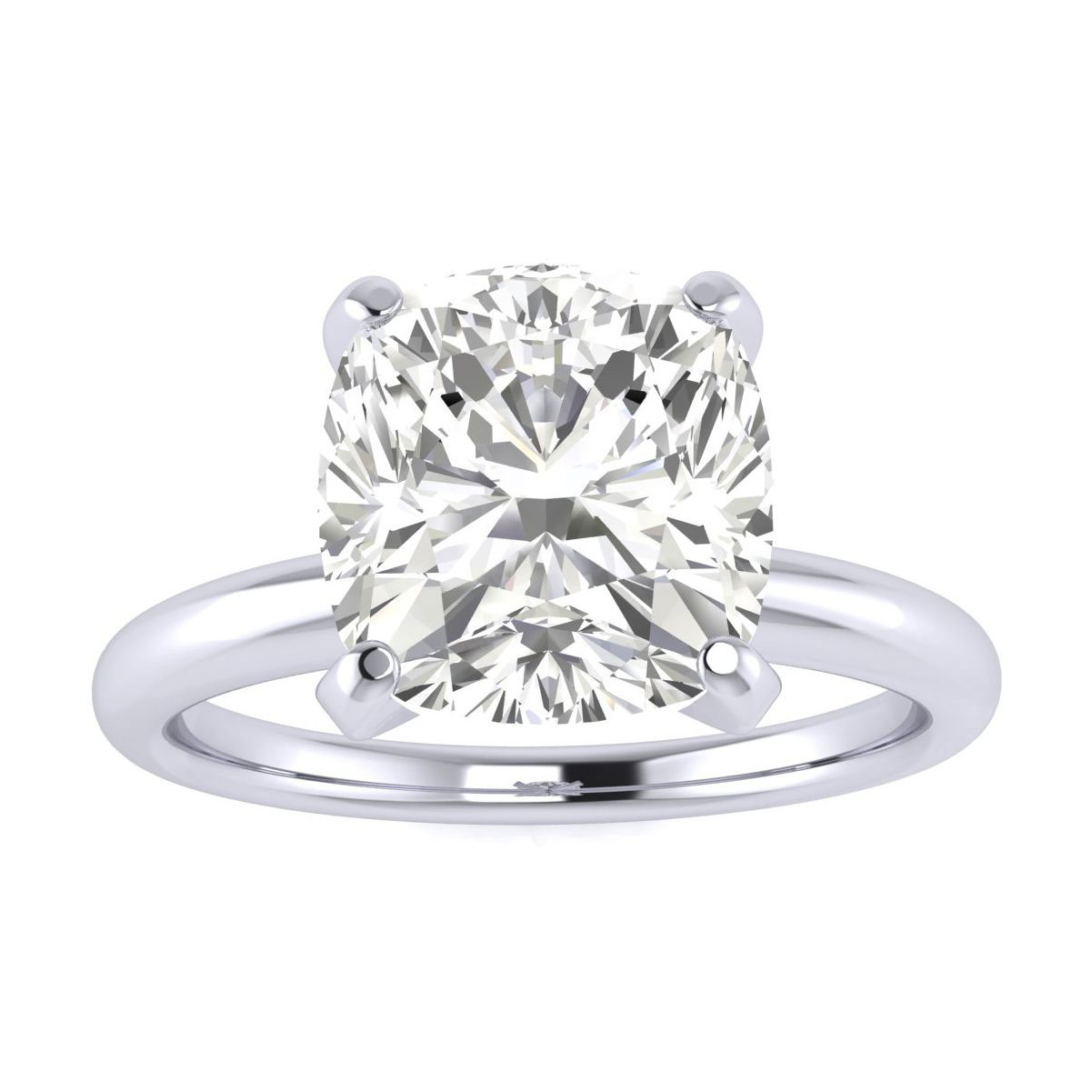 3 Carat Cushion Cut Diamond Engagement Ring in 14K White Gold (6.