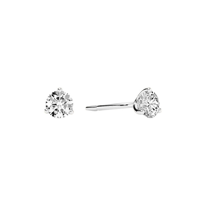 1/3 Carat Round Diamond Stud Earrings In 14K White Gold W/ Martini Setting (H-I, I2-I3) By SuperJeweler