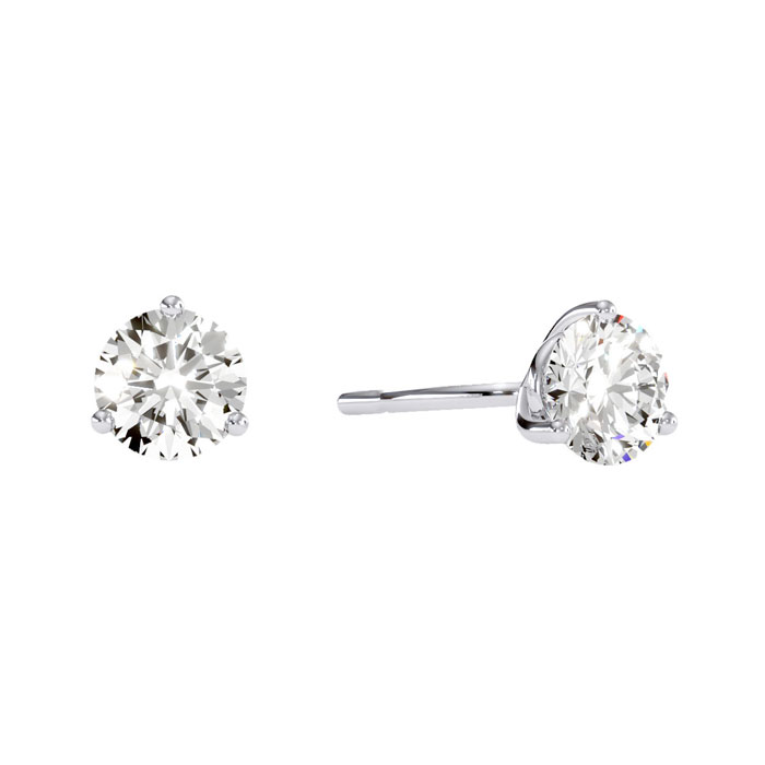 1 Carat Round Diamond Stud Earrings in 14K White Gold w/ Martini Setting (, ) by SuperJeweler