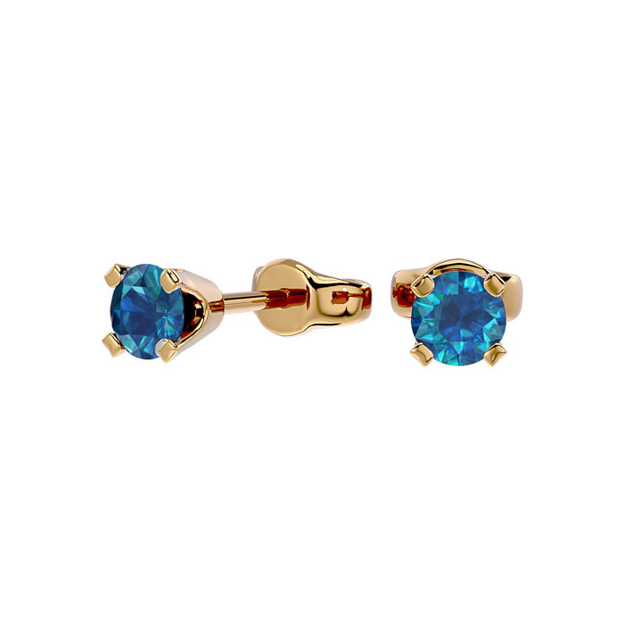 1/4 Carat Blue Diamond Stud Earrings in 14K Yellow Gold Filled by SuperJeweler