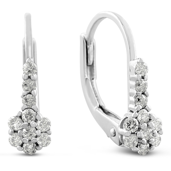 1/4ct Diamond tiny Leverback Earrings Crafted In Solid Sterling Silver, 1/2  Inch