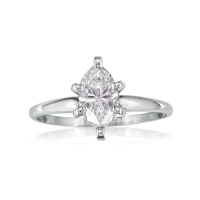 1/3 Carat Marquise Diamond Solitaire Ring in 14K White Gold (, SI2-I1) by SuperJeweler