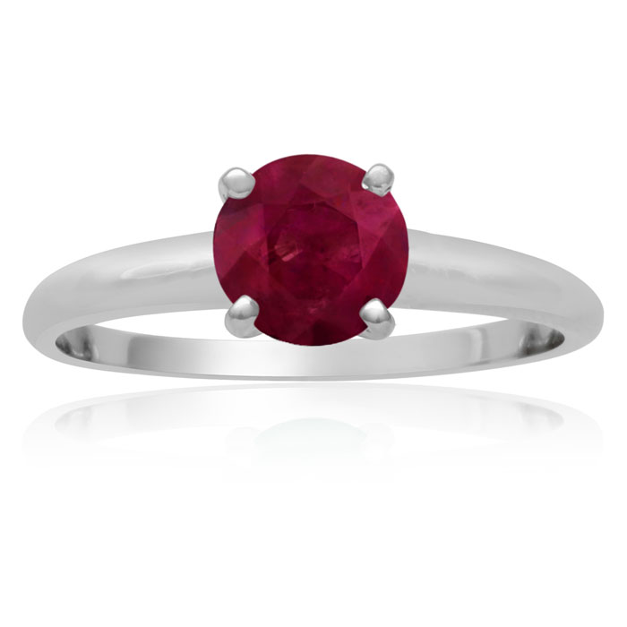 1 Carat Ruby Solitaire Engagement Ring in 14K White Gold by SuperJeweler