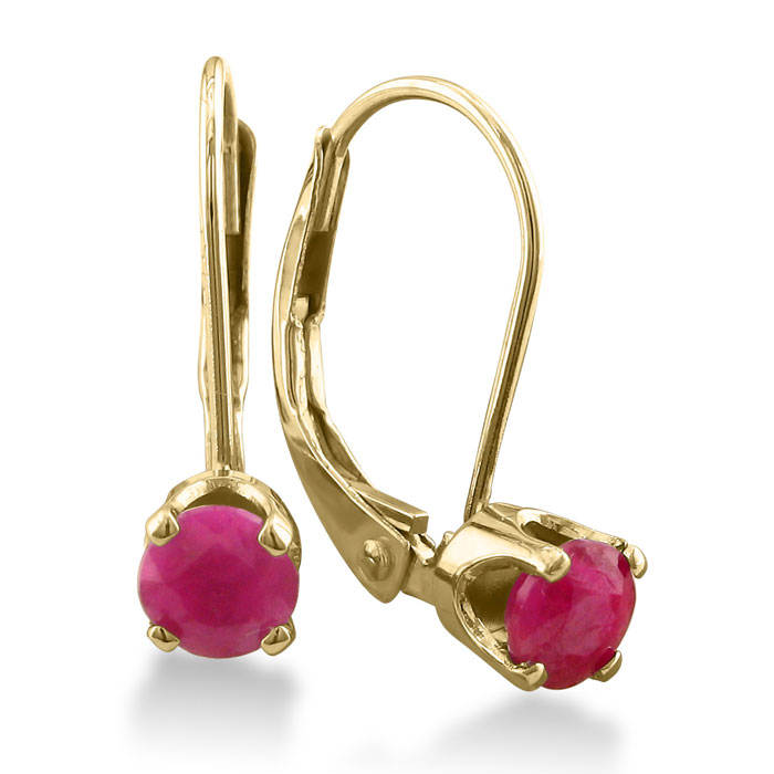 1/2 Carat Solitaire Ruby Leverback Earrings, 14k yellow Gold (1.1 g) by SuperJeweler