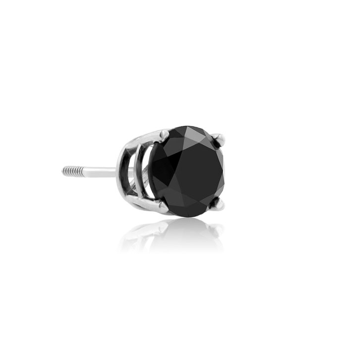 1 Carat Black Single Diamond Stud Earring in White Gold by SuperJeweler