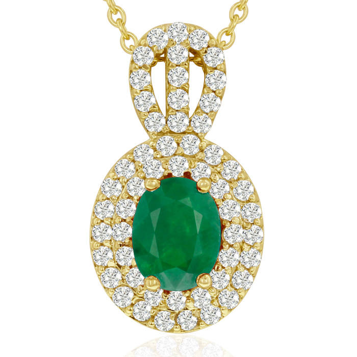 3.50 Carat Fine Quality Emerald Cut & Diamond Necklace in 14K Yellow Gold (8.9 g), , 18 Inch Chain by SuperJeweler