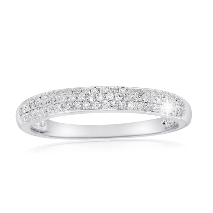 Previously Owned 1/4 Carat Micro Pave Diamond Wedding Band in 14K White Gold, G/H Color, Size 7.5 by SuperJeweler
