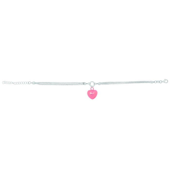 Puffed Rose Heart Sterling Silver Bracelet-7 inches by Royal Chain