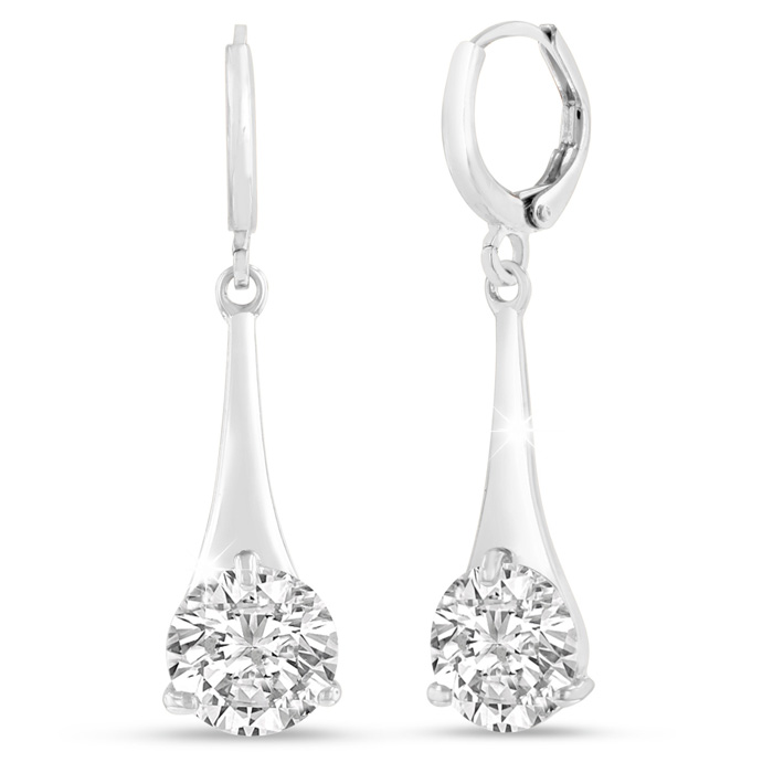 5 Carat Swarovski Elements Crystal Drop Earrings in Silver, 1.25 Inches by SuperJeweler