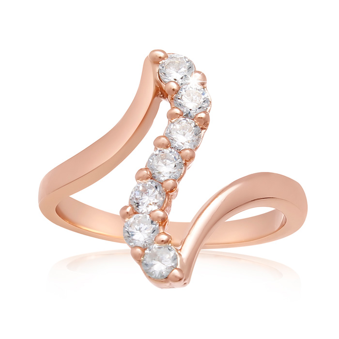 1/2 Carat Crystal Journey Ring in 18K Rose Gold Overlay by SuperJeweler