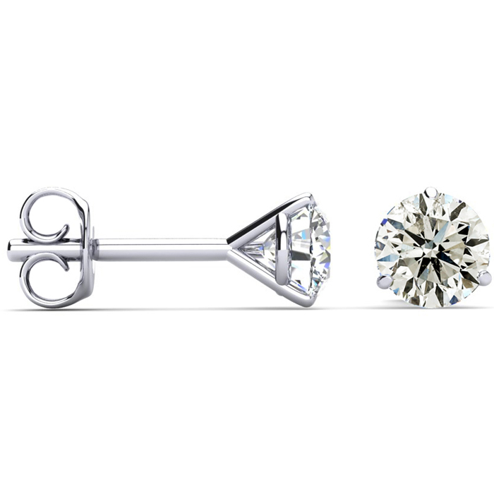 1 Carat Diamond Stud Earrings in Martini Setting, 14K White Gold (1 Gram) (, I2 Clarity Enhanced) by SuperJeweler