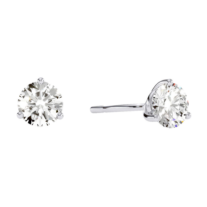 1.5 Carat Diamond Stud Earrings In Martini Setting 14K White Gold, I/J By SuperJeweler