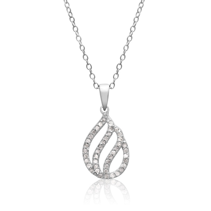 1/4 Carat Diamond Teardrop Necklace in Sterling Silver, 18 Inches,  by SuperJeweler