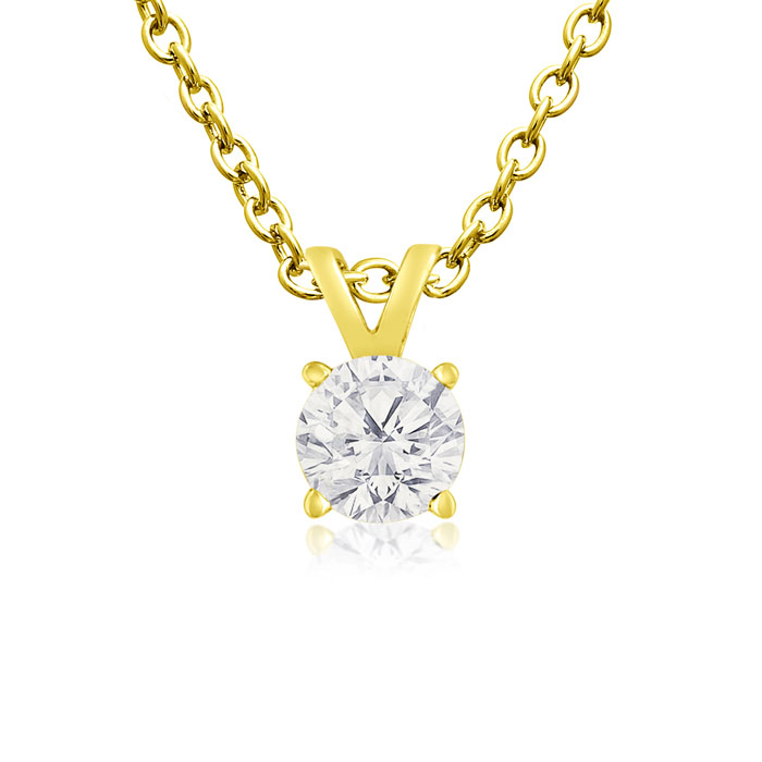 1/4 Carat 14k Yellow Gold Diamond Pendant Necklace, , 18 Inch Chain in Sterling Silver by SuperJeweler