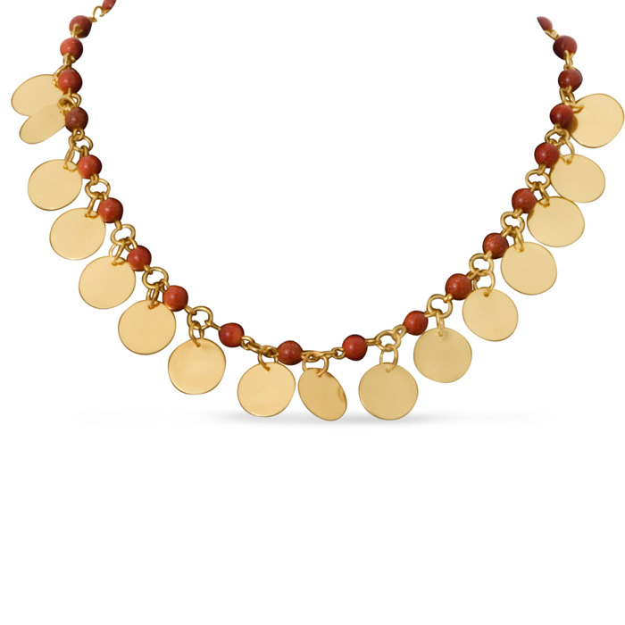 Tiger Eye & Gold Disc Necklace by Passiana