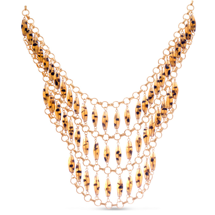 Tortoise Triple Strand Bib Necklace by Passiana