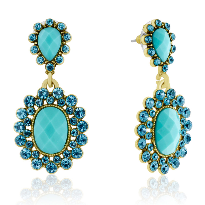 Passiana Summer Crystal Earrings, Turquoise