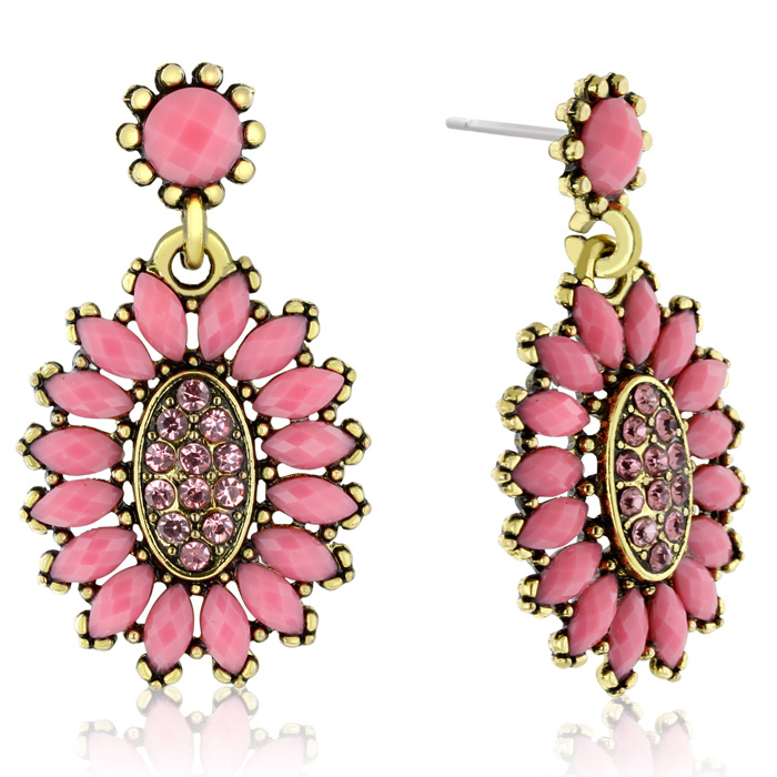 Passiana Cluster Flower Crystal Earrings, Pink