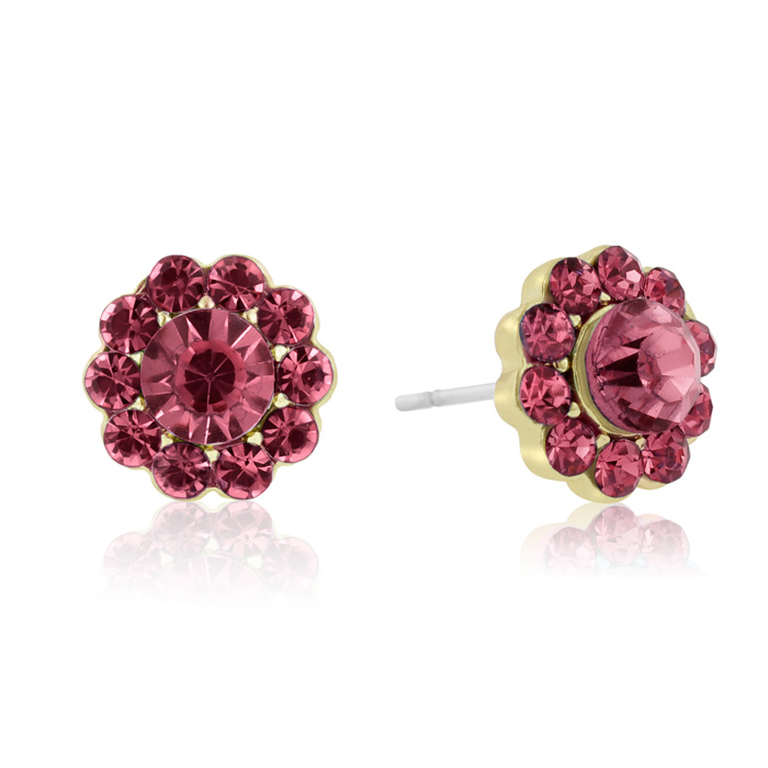 Passiana Mini Flower Crystal Earrings, Pink