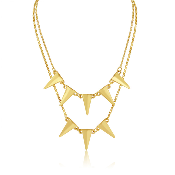 Double Strand Spike Necklace, Yellow Gold by Adoriana