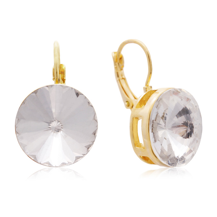 30 Carat Diamond Crystal Earrings, Gold Overlay by Adoriana