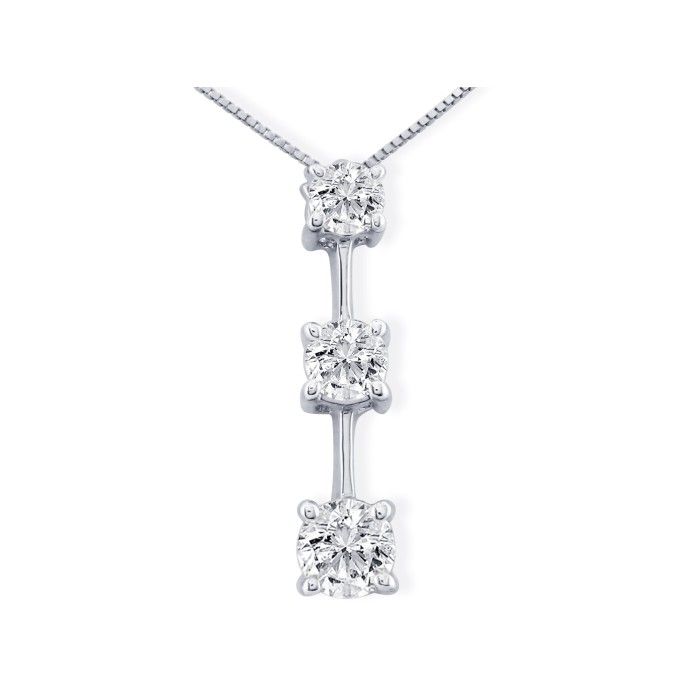 1/2 Carat Diamond Pendant Necklace In 10k White Gold (2.5 Grams) (I-J, I2-I3), 18 Inch Chain By SuperJeweler
