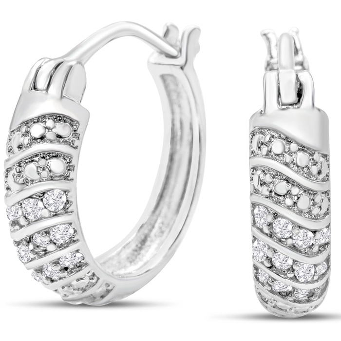 1/4 Carat Natural Diamond Hoop Earrings 3/4 Inch 