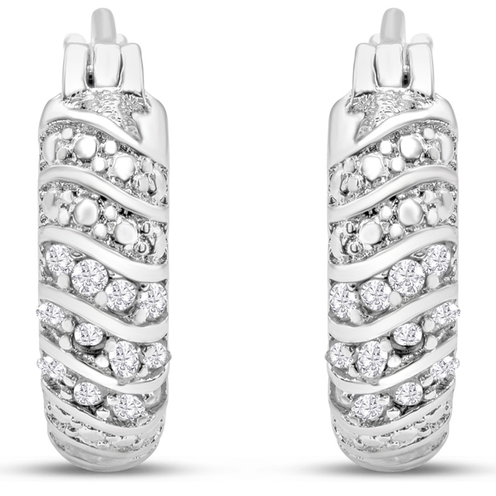 Diamond Hoop Earrings | SuperJeweler 1/4 Carat 4-Row Diamond Hoop