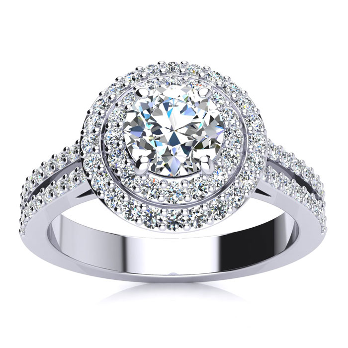 Double halo deals round engagement ring