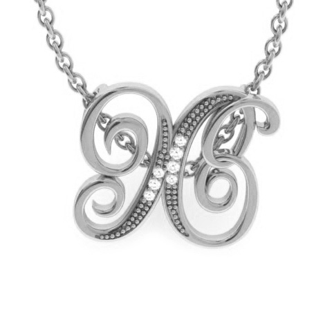 Letter X Diamond Initial Necklace in White Gold (2.2 g) w/ 6 Diamonds, , 18 Inch Chain by SuperJeweler