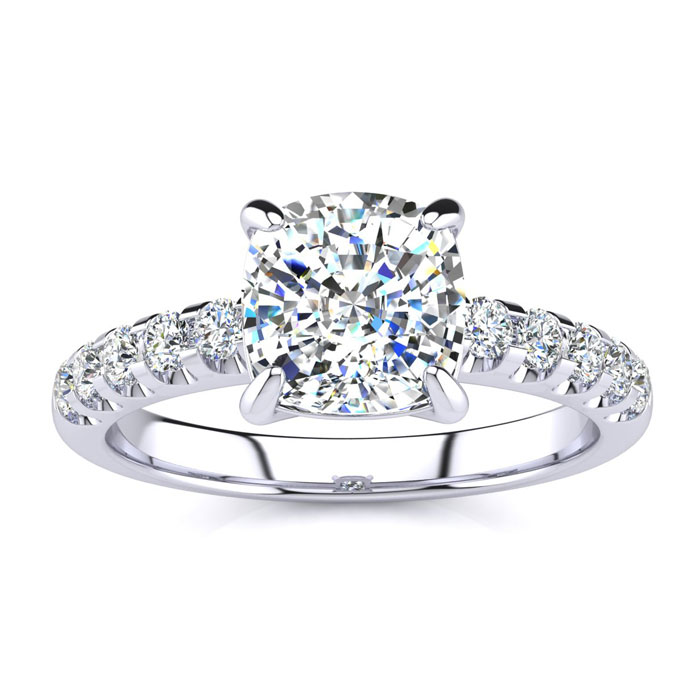 2 1/3 Carat Traditional Diamond Engagement Ring w/ 2 Carat Center