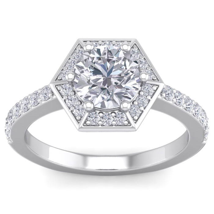 2 Carat Halo Diamond Engagement Ring in 14K White Gold (3.70 g) (