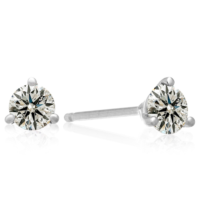 Almost 3/4 Carat Round Diamond Stud Earrings in 14K White Gold (1.2 g) w/ Martini Setting ( I2) by SuperJeweler