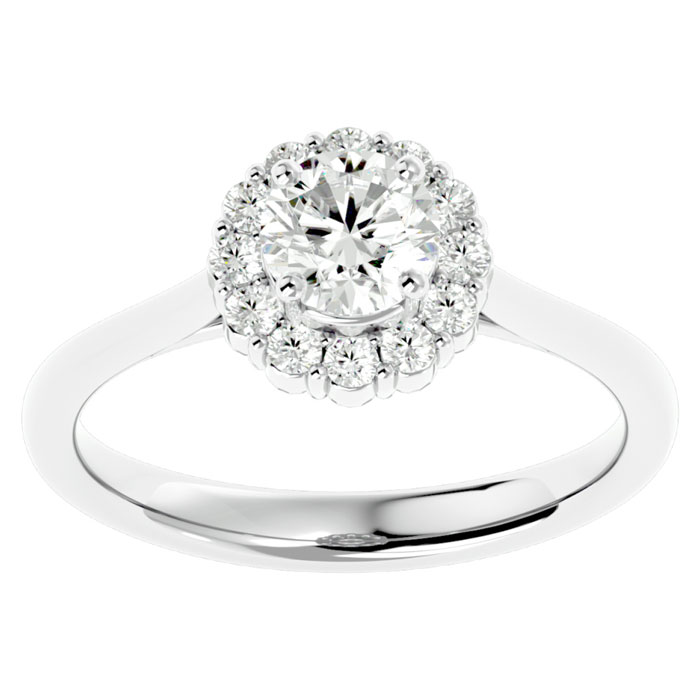 1 Carat Halo Diamond Engagement Ring in 14K White Gold (3.80 g) (I-J, I1-I2 Clarity Enhanced) by SuperJeweler