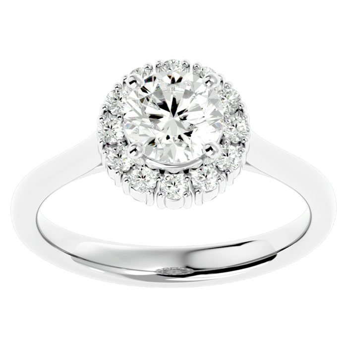 1 1/3 Carat Halo Diamond Engagement Ring in 14K White Gold (4 g) (, I1-I2 Clarity Enhanced) by SuperJeweler