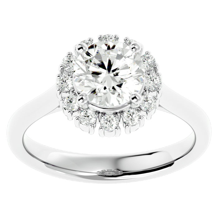 1 3/4 Carat Halo Diamond Engagement Ring in 14K White Gold (4.40 g) (