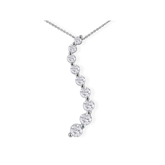 14k Curve Style 1/2 Carat 9 Diamond Journey Pendant Necklace, White Gold,  by SuperJeweler